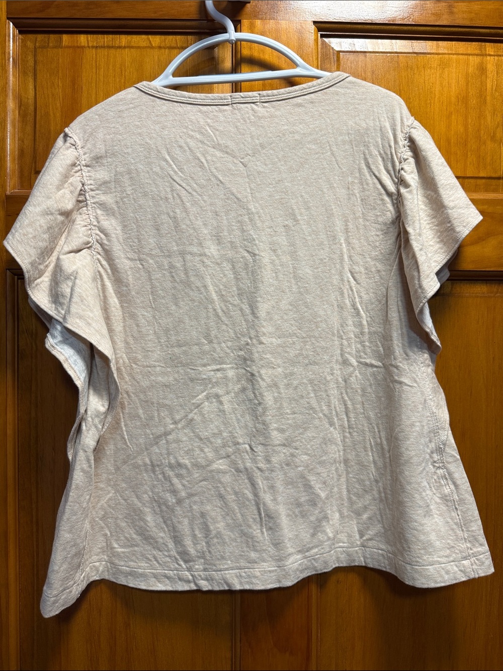 dylan Beige Ruffle Sleeve Short Sleeve Tee - Picture 4 of 7